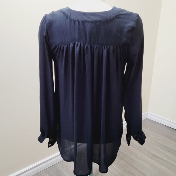Black long sleeves blouse vneck - Picture 4 of 8